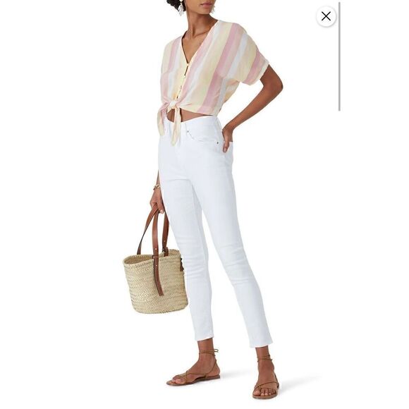 $168 Rails Striped Blouse Womens Small Coastal Chic Beachy Soft Girl Old Money - Picture 2 of 11